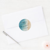 Waterverf Blue Ocean Sand Beach bruiloft Ronde Sticker (Envelop)