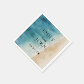 Waterverf Blue Ocean Sand Beach bruiloft Servet (Hoek)