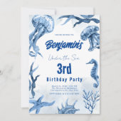 Waterverf Blue Ocean Undersea Animals Verjaardag Kaart (Voorkant)