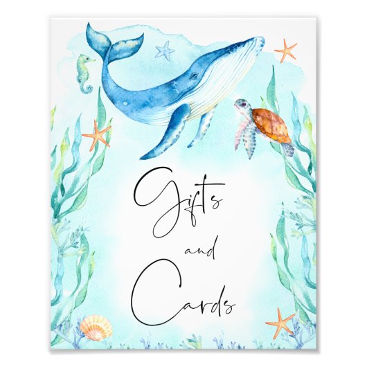 Waterverf Blue Ocean Zee Baby shower Geschenken Te Foto Afdruk (Voorkant)