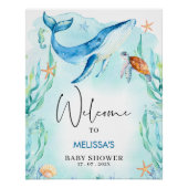 Waterverf Blue Ocean Zee Baby shower Welkom Perfect Poster (Voorkant)