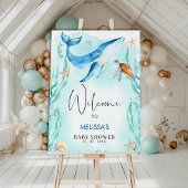 Waterverf Blue Ocean Zee Baby shower Welkom Perfect Poster
