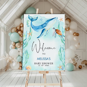 Waterverf Blue Ocean Zee Baby shower Welkom Perfect Poster