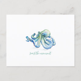 Waterverf Blue Octopus Art Feestdagenkaart