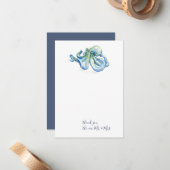 Waterverf Blue Octopus Dank je verhaal Notitiekaartje (Voorkant / Achterkant in situ)