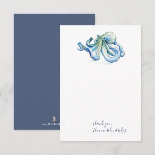 Waterverf Blue Octopus Dank je verhaal Notitiekaartje (Voorkant / Achterkant)