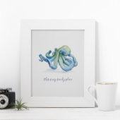 Waterverf Blue Octopus Motivatie Poster
