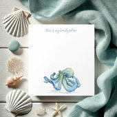Waterverf Blue Octopus Personalized Stationery Notitieblok