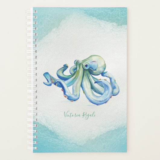 Waterverf Blue Octopus Planner (Voorkant)