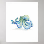 Waterverf Blue Octopus Poster (Voorkant)