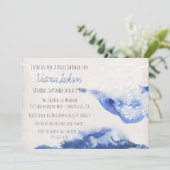 Waterverf Blue Ombre Baby Shower Uitnodigingen (Staand voorkant)