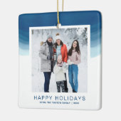 Waterverf Blue Ombre Happy Holiday Keramisch Ornament (Links)