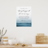 Waterverf Blue Ombre Unplugged Wedding Ceremony Poster (Keuken)
