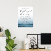 Waterverf Blue Ombre Unplugged Wedding Ceremony Poster (Thuiskantoor)