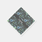 Waterverf Blue op Dark Grey Floral Custom Servet (Hoek)