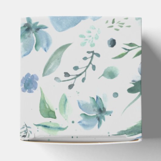 Waterverf Blue op Light Grey Floral Bedankdoosjes (Bovenkant)