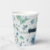 Waterverf Blue op Light Grey Floral Custom Papieren Bekers (Rechts)