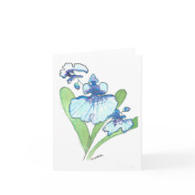 Waterverf Blue Orchid Wenskaart w/envelop