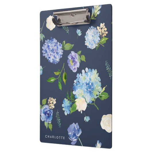 Waterverf Blue & Paars Hydrangeas Persoonlijk Klembord (Links)