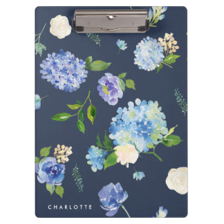 Waterverf Blue & Paars Hydrangeas Persoonlijk Klembord