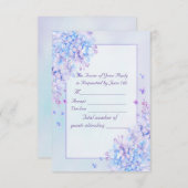 Waterverf Blue Paars Lila Flower Wedding RSVP (Voorkant / Achterkant)
