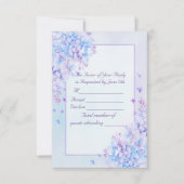 Waterverf Blue Paars Lila Flower Wedding RSVP Kaartje (Voorkant)