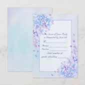 Waterverf Blue Paars Lila Flower Wedding RSVP Kaartje (Voorkant / Achterkant)