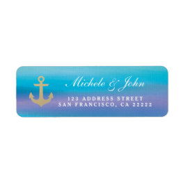 Waterverf Blue Paars Return Address Labels