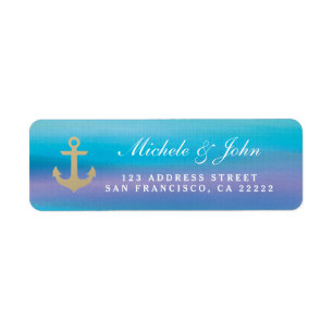Waterverf Blue Paars Return Address Labels