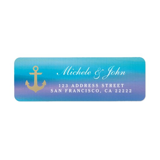 Waterverf Blue Paars Return Address Labels (Voorkant)