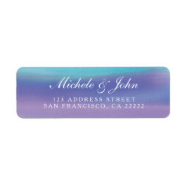 Waterverf Blue Paars Return Address Labels