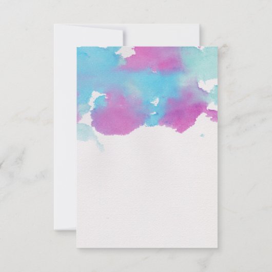  Waterverf Blue Paars Wedding RSVP Kaartje (Achterkant)