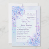 Waterverf Blue Paarse Lila Flower Wedding Invite Kaart (Voorkant)