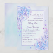 Waterverf Blue Paarse Lila Flower Wedding Invite Kaart (Voorkant / Achterkant)