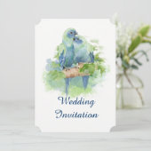 Waterverf Blue Parrot Tropical Bird Wedding Kaart (Staand voorkant)