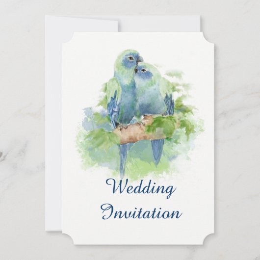Waterverf Blue Parrot Tropical Bird Wedding Kaart (Voorkant)