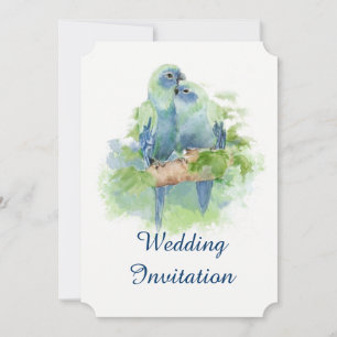 Waterverf Blue Parrot Tropical Bird Wedding Kaart