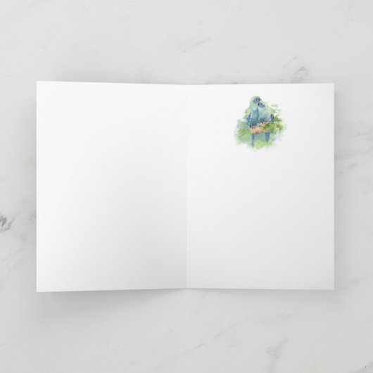 Waterverf Blue Parrot Tropical Weddenschap Harteli Bedankkaart (Binnen)