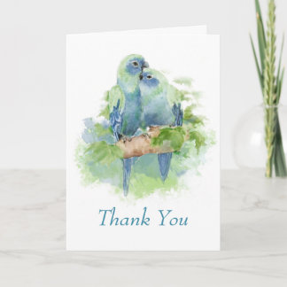 Waterverf Blue Parrot Tropical Weddenschap Harteli Bedankkaart