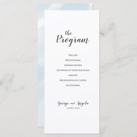 Waterverf blue Party-programma's Programmakaart (Voorkant / Achterkant)