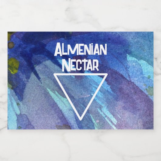 Waterverf Blue Phone Likeurfles Etiket (Enkel label)