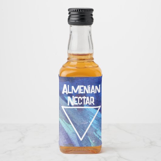 Waterverf Blue Phone Likeurfles Etiket (Voorkant)