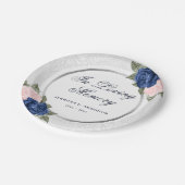 Waterverf Blue Pink Floral Memorial Papieren Bordje (Gekanteld)