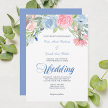 Waterverf Blue Pink Floral Weddenschap