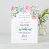 Waterverf Blue Pink Floral Weddenschap Kaart (Staand voorkant)