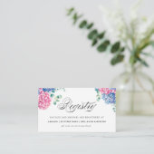 Waterverf Blue & Pink Hydrangea Weddenschap Regist Informatiekaartje (Staand voorkant)
