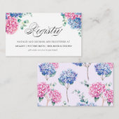 Waterverf Blue & Pink Hydrangea Weddenschap Regist Informatiekaartje (Voorkant / Achterkant)