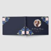 Waterverf Blue Pink Silver Photo Funeral Memorial Gastenboek (Volledig)
