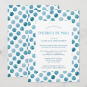 Waterverf Blue Polka Dot Baby shower per post Kaart (Voorkant / Achterkant)