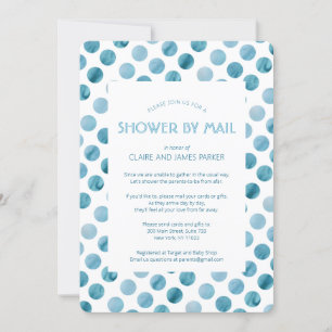 Waterverf Blue Polka Dot Baby shower per post Kaart